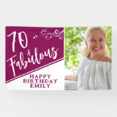 70歳と素敵なスクリプト写真 マゼンタ 70歳の誕生日 横断幕 (横)