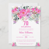 70歳と素敵なピンク70歳の誕生日 招待状 (正面)
