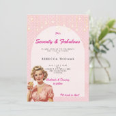 70歳と素晴らしいレトロピンクの誕生日の招待状 招待状 (スタンド正面)