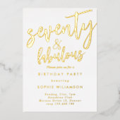 70歳と素晴らしい金ゴールドの誕生日 箔招待状 (正面)