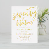 70歳と素晴らしい金ゴールドの誕生日 箔招待状 (立ち正面)