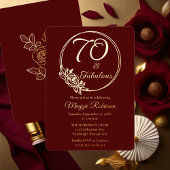 70歳と70歳の誕生日パーティーがスタンプ 箔招待状