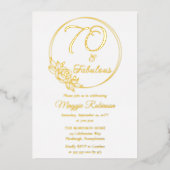 70歳と70歳の誕生日パーティーがスタンプ 箔招待状 (正面)