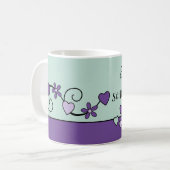 70歳になってもまだ素敵な名前 パープル グリーン コーヒーマグカップ (正面左)