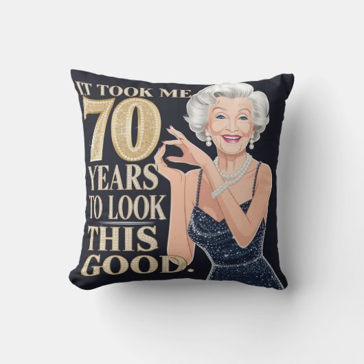 70歳のおばあちゃんの誕生日 クッション (正面)