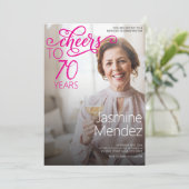 70歳のお祝いに乾杯 フォトオーバーレイ 誕生日パーティー 招待状 (スタンド正面)
