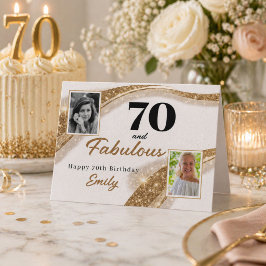 70歳のお誕生日おめでとう ゴールドラメフォト70歳の誕生日 カード