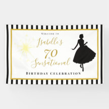 70歳のお誕生日おめでとう 黒とゴールドのバナー