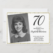 70歳のカスタム写真 白と金 招待状 (正面)