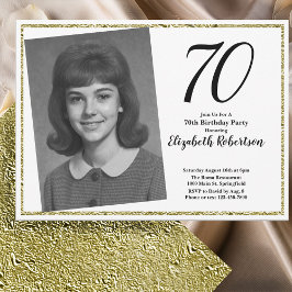 70歳のカスタム写真 白と金 招待状