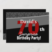 70歳のサプライズバースデー 黒白赤 W1922 招待状 (正面/裏面)