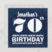 70歳のサプライズ誕生パーティーネイビーブルーホワイトW154 招待状 (正面/裏面)