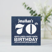 70歳のサプライズ誕生パーティーネイビーブルーホワイトW154 招待状 (スタンド正面)