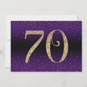 70歳のサプライズ誕生日おめでとう、パープル 招待状 (裏面)