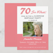 70歳のサプライズ誕生日パーティー写真招待状 (正面/裏面)