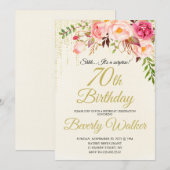 70歳のサプライズ誕生日女性 招待状 (正面/裏面)