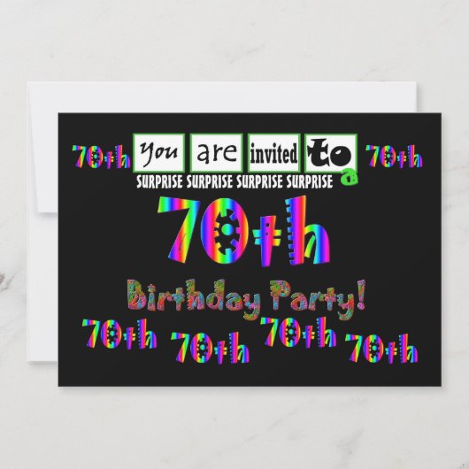 70歳のサプライズ·バースデー·パーティー·テンプレート 招待状 (正面)