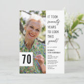 70歳のシックな写真70th誕生日パーティー 招待状 (スタンド正面)