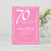70歳のセンセーショナルなピンクの誕生日 招待状 (スタンド正面)