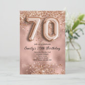 70歳のバラゴールドラメ誕生日 招待状 (スタンド正面)