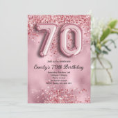 70歳のピンクの輝きに満ちた誕生日 招待状 (スタンド正面)