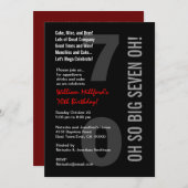 70歳のモダンな誕生日 ブラック レッド SEVEN OH! W816 招待状 (正面/裏面)