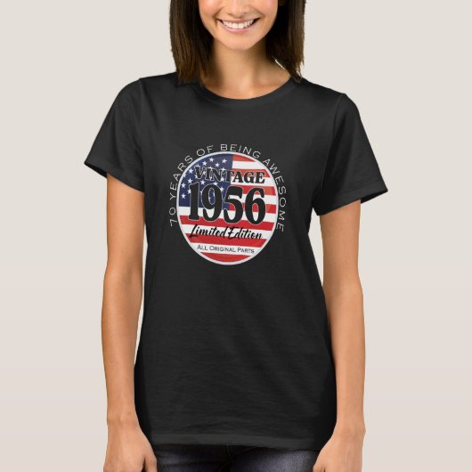 70歳のヴィンテージ1956限定版70歳の誕生日 Tシャツ (正面)