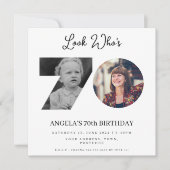 70歳の写真モンテージ誕生日パーティー 招待状 (正面)