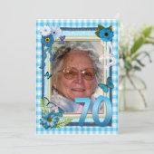 70歳の写真付き誕生日パーティー招待状 招待状 (スタンド正面)