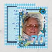 70歳の写真付き誕生日パーティー招待状 招待状 (正面/裏面)