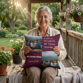 70歳の女性へのフォトコラージュギフト クッション