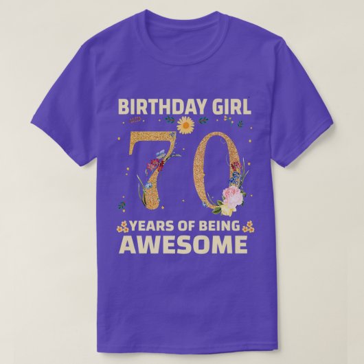 70歳の女性への贈り物70誕生日フローラ  Tシャツ (デザイン正面)