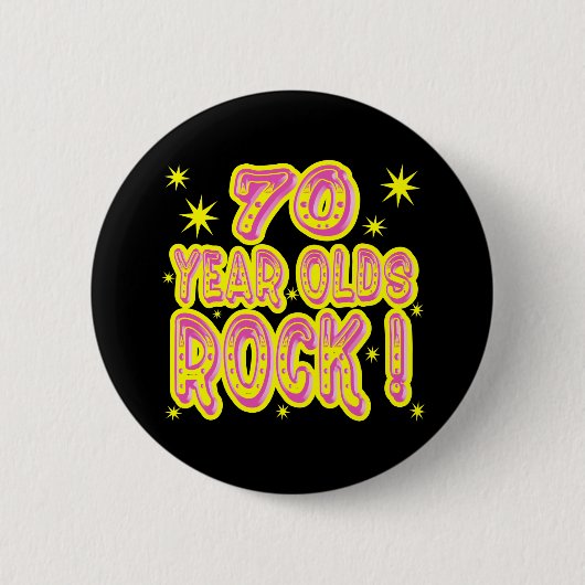70歳の石! (ピンクの)ボタン 缶バッジ (正面)