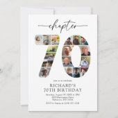 70歳の節目をお祝いするモダンな誕生日招待状 招待状 (正面)