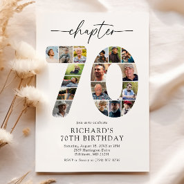 70歳の節目をお祝いするモダンな誕生日招待状 招待状