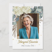 70歳の花を添えたエレガントでモダンな写真の誕生日 招待状 (裏面)