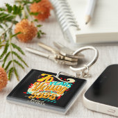 70歳の若さはまだsassがいっぱいでカラフルある キーホルダー (正面右)