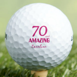 70歳の誕生日おばさんギフト - すばらしい70ピンク ゴルフボール