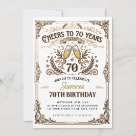 70歳の誕生日おめでとうございます ゴールド 白 バースデー 招待状