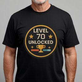 70歳の誕生日おめでとうゲーミングTシャツ レベル70解除 Tシャツ