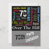 70歳の誕生日おめでとう！グラフィティスタイルで 招待状 (正面)