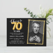 70歳の誕生日おめでとう ゴールド 招待状 (スタンド正面)