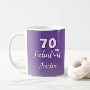 70歳の誕生日おめでとう パープル フォト コーヒー コーヒーマグカップ