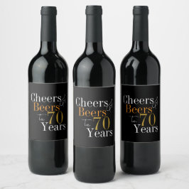 70歳の誕生日おめでとう ビールパーティー ブラックゴールド ワインラベル