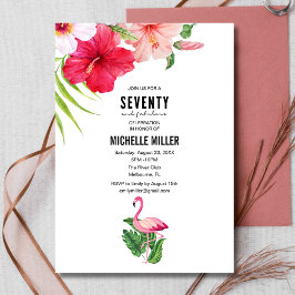 70歳の誕生日おめでとう！ピンクのフラミンゴパーティー 招待状