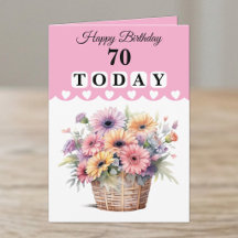 70歳の誕生日おめでとう ピンクの花