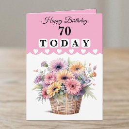 70歳の誕生日おめでとう ピンクの花 カード