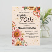 70歳の誕生日おめでとう ピーチフラワーフォト 招待状 (スタンド正面)