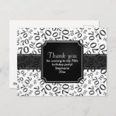 70歳の誕生日おめでとう ブラック/ホワイト ナンバー パターン ポストカード (正面/裏面)