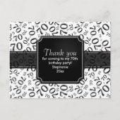 70歳の誕生日おめでとう ブラック/ホワイト ナンバー パターン ポストカード (正面)